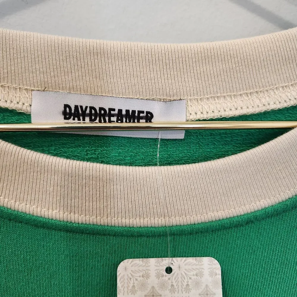 Free People X Daydreamer Crest colorblock cream sweatshirt size large